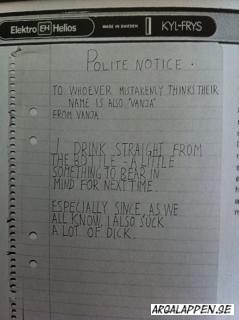 Polite notice from Vanja